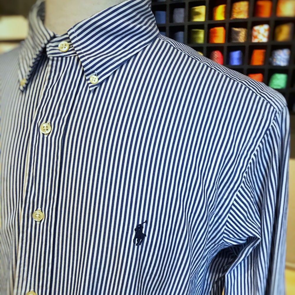 Ralph Lauren Classic Fit Blue Stripe Dress Shirt